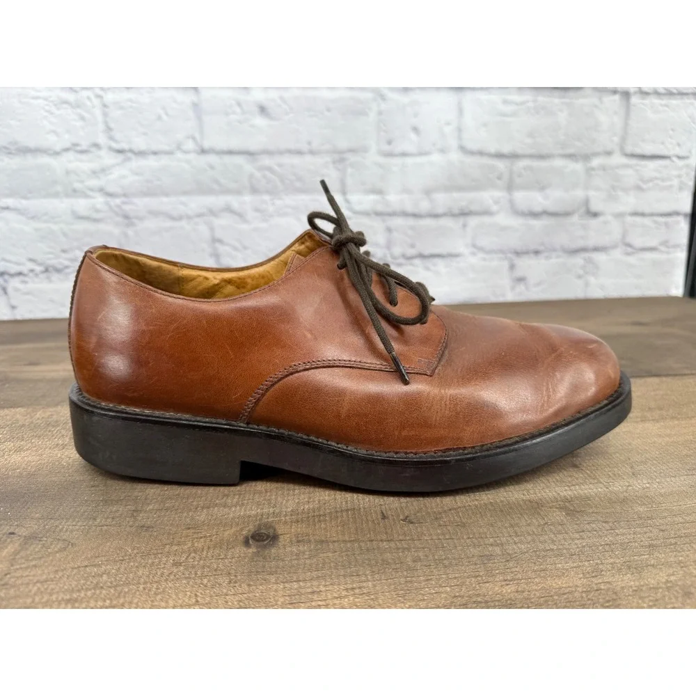 Lands End Mens Brown Leather Lace Up Oxford Dress Shoes Size 10D Classic Capsule